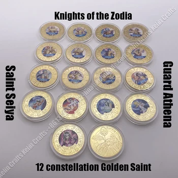 12 + 5 дизайнов, Золотые Святые Сейя, позолоченные монеты, предметы коллекционирования, японская аниме-монета Challenge с 5 дизайнами на выбор