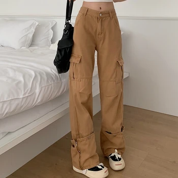 2023 Летние Новые женские джинсы винтажного уличного дизайна, расслабленные Прямые Широкие штанины, Бесплатная доставка