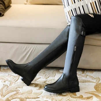 2023 новые осенние женские сапоги до колена, большие размеры 22-30 см, современные сапоги с искусственным верхом, винтажные длинные сапоги с боковой молнией и пряжкой, рыцарские сапоги