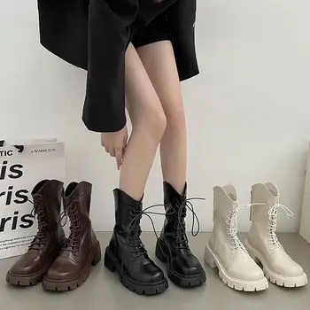 2023 Осень/зима, новые женские ботинки Martin на толстой подошве, модные короткие ботинки w-0f027