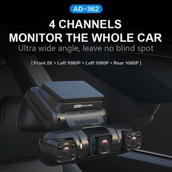 4-Канальный Автомобильный Видеорегистратор Встроенный GPS 2K 1440P Автомобильный Видеомагнитофон ИК Ночного Видения Автоматическая Видеокамера G-Сенсор 150 Градусов Широкоугольный WiFi