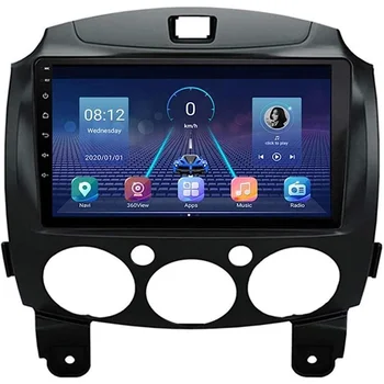 9-дюймовый сенсорный экран высокой четкости-стереосистема с автонавигацией для Mazda2 2007-2014, камера заднего вида/FM