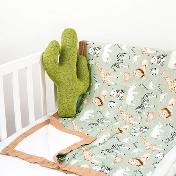 Elinfant толстое 4 слоя бамбукового хлопчатобумажного муслинового пеленального одеяла с цифровой печатью 120*110 см, банное полотенце для новорожденных на зиму