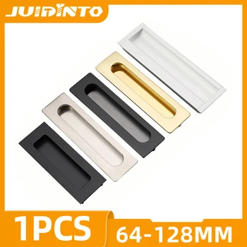 JUIDINTO 64-128 мм Скрытые Дверные Ручки Шкафа Из Цинкового Сплава Черный Скрытый Выдвижной Ящик Шкафа Дверная Ручка Кухонной Мебели