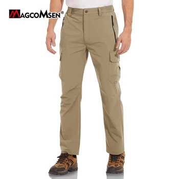 MAGCOMSEN Летние быстросохнущие мужские походные брюки Легкие повседневные брюки прямого кроя с 3 карманами на молнии