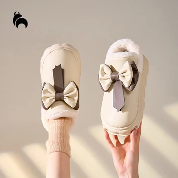 Mo Dou Plus/ Милые зимние ботинки для женщин, нескользящая теплая плюшевая хлопковая обувь для девочек, мягкие ботильоны для улицы, новинка зимы 2023 г.