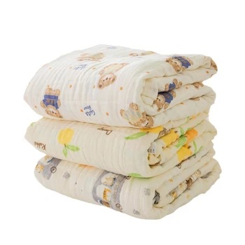 N80C Банное полотенце для новорожденных, детские вещи, хлопчатобумажное детское полотенце, одеяло, детское полотенце, дышащие одеяла с мультяшными узорами