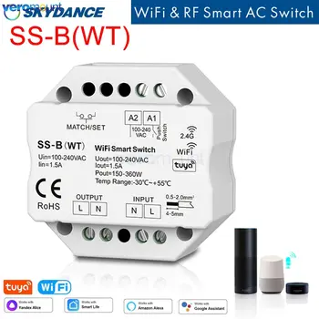 Skydance SS-B (WT) WiFi Smart 1CH * 1.5A 110 В 220 В AC WiFi и RF Кнопочный Переключатель AC Светодиодный Преобразователь Tuya App Voice RF Пульт дистанционного управления