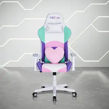 Techni Sport TS-42 Офисное игровое кресло для ПК, регулируемая высота, сиденье и спинка из пены с эффектом памяти, Kawaii-США-НОВИНКА