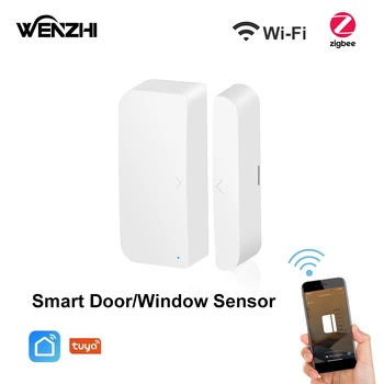 Wifi ZigBee Датчик Дверей И Окон Магнитный Tuya Smart Life Wireless Home Автоматическое Охранное Открытие/Закрытие Жилой Сигнализации