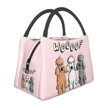 Woof-fiambrera portátil de dibujos animados para caniche, enfriador térmico para perros, bolsa de almuerzo aislada, contenedor P