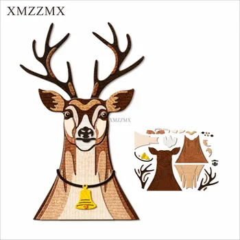 XMZZMX Штампы для резки металла с рождественским лосем для изготовления открыток, наборы штампов для тиснения, Альбомные поделки, шаблоны, Трафареты