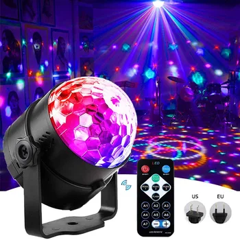 Активируемый звуком Вращающийся Магический шар, Стробоскоп, свет для дискотеки, лампа для лазерного проектора 3 Вт RGB, Свет для вечеринки DJ для дома, KTV-бар, Рождество