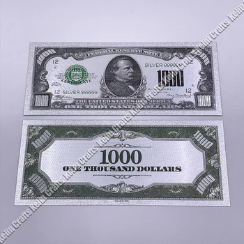 Банкноты Америки 1000 долларов 1928 года США Серебряная фольга Банкнота 999 пробы Памятная для коллекционных сувенирных подарков