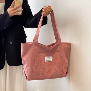 Вельветовая холщовая хозяйственная сумка для женщин, эко-сумочка, женская многоразовая сумка для покупок в супермаркете, дорожные сумки для хранения продуктов