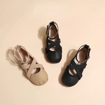 Весенне-осенняя новая детская обувь Mary Jane, модная повседневная черная студенческая школьная нескользящая резиновая кожаная обувь для девочек