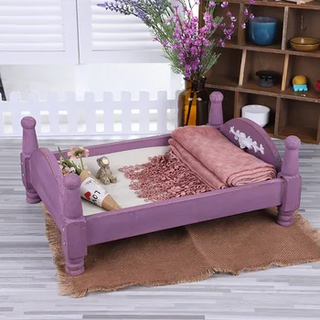 Винтажный деревянный реквизит для фотосъемки новорожденных, мебель для кровати 45,5x32x18 см со съемным стулом