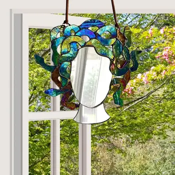 Витражное зеркало Medusa Красочный 2D акриловый кулон Для украшения дома в саду, во дворе, на балконе Декоративные зеркала Medusa