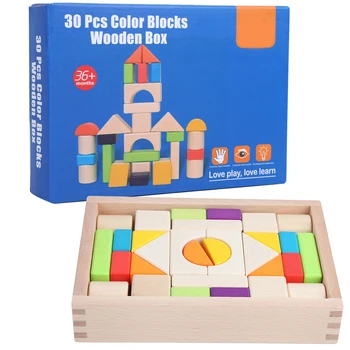 Деревянные строительные блоки Игрушка Детские строительные блоки с коробкой Игрушка для раннего развития в подарок для детей