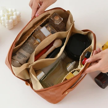 Женские косметические сумки Большой емкости, портативная сумка для хранения макияжа, Модная дорожная сумка для мытья женских туалетных принадлежностей с несколькими карманами