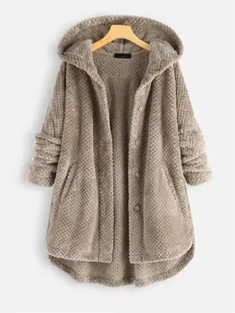 Женское флисовое пальто большого размера с капюшоном, двусторонний флисовый кардиган, плюс размер 5XL, плюшевый халатик с вафельной начинкой