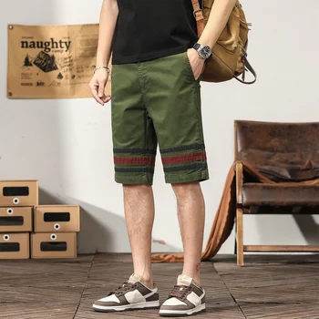Камуфляжные мужские повседневные шорты, летние Модные рабочие брюки длиной до колена, прямые короткие брюки с боковой молнией