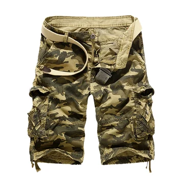 Камуфляжные свободные шорты-карго для мужчин 2023, летние военные камуфляжные короткие брюки, мужские шорты-карго, размер США