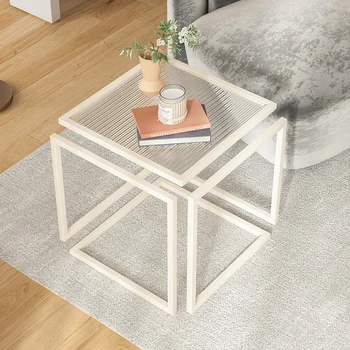 Креативный столик со стеклянной кромкой Nordic Дизайнерские квадратные журнальные столики Прозрачная ночная мебель для прихожей