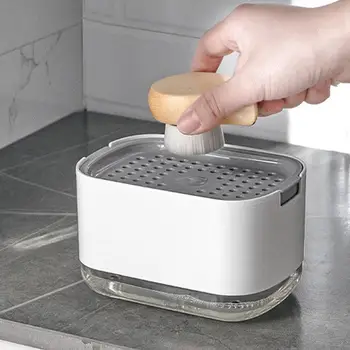 Кухонный дозатор мыла нажимного типа, коробка для мыла для посуды на столешнице с дозатором мыла большой емкости объемом 300 мл для кухонной раковины