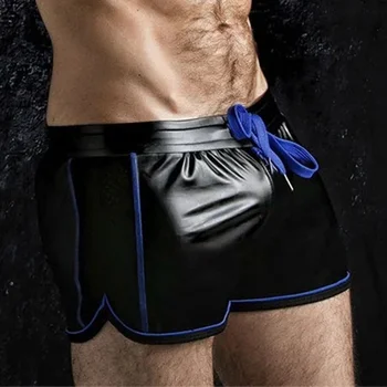 Летние Мужские Сексуальные Латексные брюки ot Разного размера, Мужские Повседневные Брюки Beac Разного размера, Облегающие Брюки из Искусственной кожи в стиле Панк