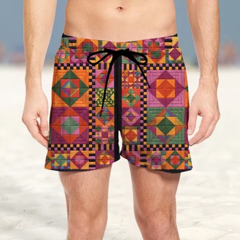 Летние Новые мужские Пляжные 3D Шорты с Винтажным Рисунком 2023, Модные Быстросохнущие Шорты в стиле Курортных Тропических Джунглей