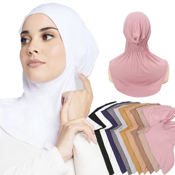 Модальный хлопковый женский мусульманский платок из джерси, Хиджаб, Шарф для подчеркивания, шляпы Ниндзя, головной убор, Тюрбан, внутренняя крышка капота, арабские Аксессуары