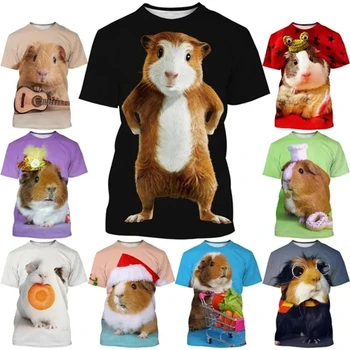 Модная футболка с 3D принтом Морской свинки с животными Для мужчин И Женщин, Повседневная Милая футболка с короткими рукавами, Трендовая Забавная Футбо