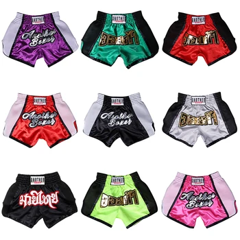 Мужские боксерские штаны, дышащие атласные шорты Муай Тай для женщин, детей, девочек, мальчиков, Штаны для Санда Грэпплинга, ММА, боя, кикбоксинга