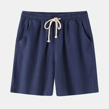 Мужские весенние однотонные тонкие шорты, мужские спортивные штаны из хлопка и льна, мужская одежда для бега и фитнеса