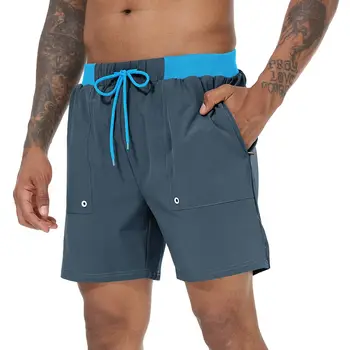 Мужские плавки, шорты для купания, быстросохнущий купальный костюм, пляжные шорты с карманами на молнии и сетчатой подкладкой