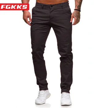 Мужские уличные брюки FGKKS 2023, приталенные прямые модные брюки, высококачественный дизайн, однотонные брюки для мужчин