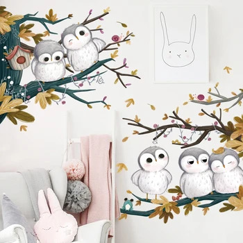 Наклейка на стену с изображением семейства совиных птиц, украшение дома, Наклейки на стены детских гостиных, сделай САМ, Съемные обои из ПВХ