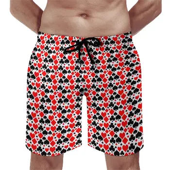 Настольные шорты для игры в покер, летние спортивные пляжные шорты в форме сердец и пик, удобные плавки большого размера в винтажном дизайне