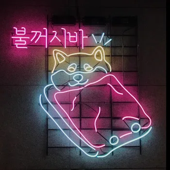 Неоновая вывеска Cat Korea Lights Неоновые настенные вывески для рекламы корейского кофе, пива, отеля, лампа для отдыха, искусство ручной работы, настоящая стеклянная ТРУБКА