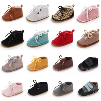 Новые зимние детские пинетки, обувь для маленьких мальчиков и девочек, обувь для кроватки, зимняя теплая хлопковая обувь на нескользящей подошве для новорожденных малышей, обувь для первых ходунков