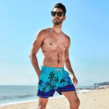 Новые мужские летние шорты с новым принтом, 2023, быстросохнущие пляжные брюки большого размера, мужские спортивные пляжные шорты на подкладке из ремня, мужские