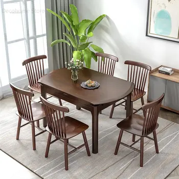 Обеденные столы из массива скандинавского дерева двойного назначения, круглые Обеденные столы для дома, современные складные столы для небольших квартир