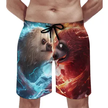 Пляжные шорты Sloth Board Shorts Summer 3d в стиле Yin Yang, пляжные шорты для бега, быстросохнущие плавки повседневного дизайна оверсайз