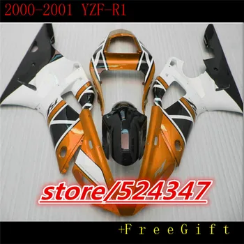 Привет-Оранжевый черный изготовленный на заказ обтекатель для YZFR1 2000 2001 ABS пластиковый обтекатель YZFR1 00 01 вторичный рынок кузовных работ Yamaha