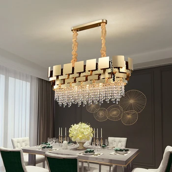 Прямоугольный светодиодный подвесной светильник для столовой, спальни, гостиной, потолочных светильников, современная хрустальная люстра для ресторана