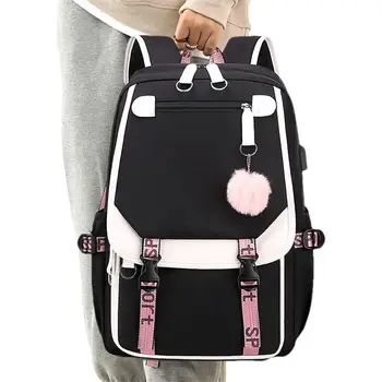 Рюкзак для девочек-подростков, Сумка для книг студентов университетов, Уличный рюкзак с USB-портом для зарядки, Дорожные рюкзаки, Водонепроницаемый рюкзак объемом 27 л