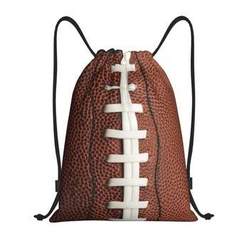 Рюкзак с завязками для регби, сшитый футбольным мячом, Женский Мужской рюкзак для спортзала, Складная сумка для покупок.