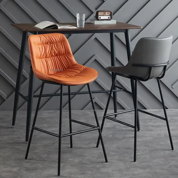 Скандинавские кожаные барные стулья для бара Мебель для дома Роскошный кухонный стул Креативный Высокий барный стул A