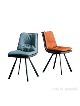 Скандинавский роскошный обеденный стул из двойной ткани домашний современный простой обеденный стул с кожаной спинкой обеденный стул с ножками из углеродистой стали обеденный стул